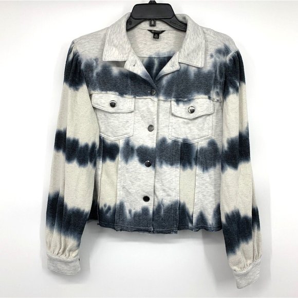 Versona Jacket Tie Dye Gray Blue Knit Button Down Long Sleeve - Picture 2 of 10